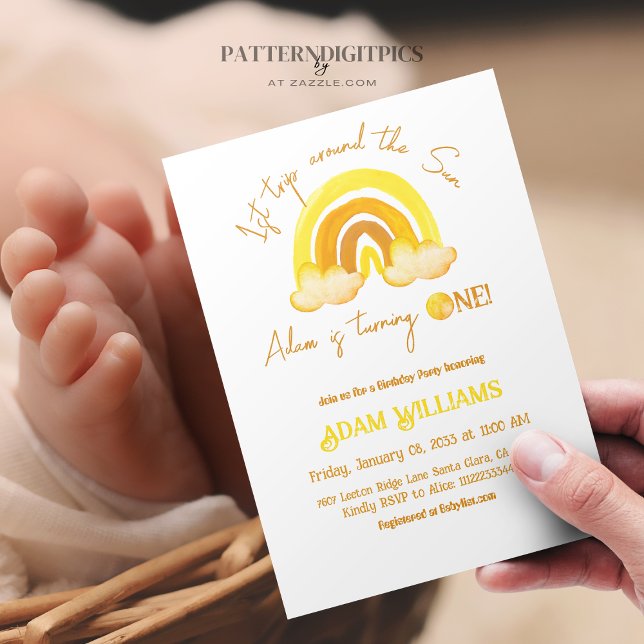 Invitation Premier voyage autour du Sun Rainbow Birthday Part (Créateur téléchargé)