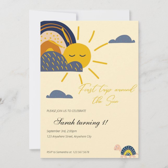 Invitation premier voyage de boho autour du soleil 1er annive (Devant)