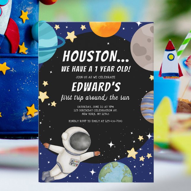 Invitation Premier voyage du garçon autour du Soleil 1er Anni (Créateur téléchargé)