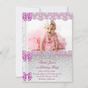 Invitation Première 1ère fête d'anniversaire Filles Princesse