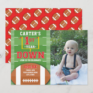 Invitation Première année Bas Football Rouge Premier annivers
