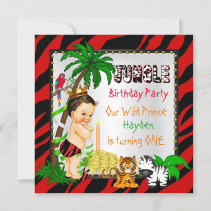 Invitation Première Anniversaire Jungle Safari Wild Prince Br