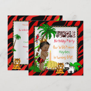 Invitation Première Anniversaire Jungle Safari Wild Prince Et