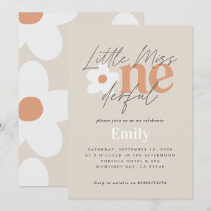 Invitation Première anniversaire marguerite boho rétro terrac
