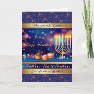 Invitation Première bougie de la fête de Hanukkah Festival de