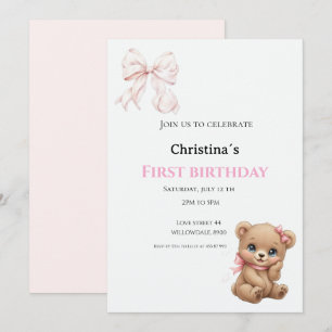 Invitation Première bougie pour bébé fille