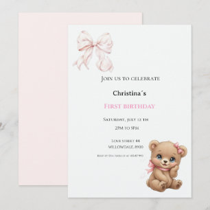 Invitation Première bougie pour bébé fille