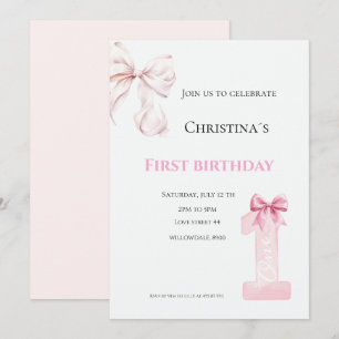 Invitation Première bougie pour bébé fille