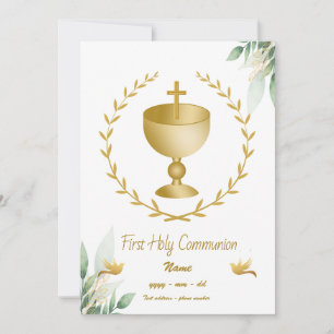 Invitation Première Communion - Calisse Croix d'Or