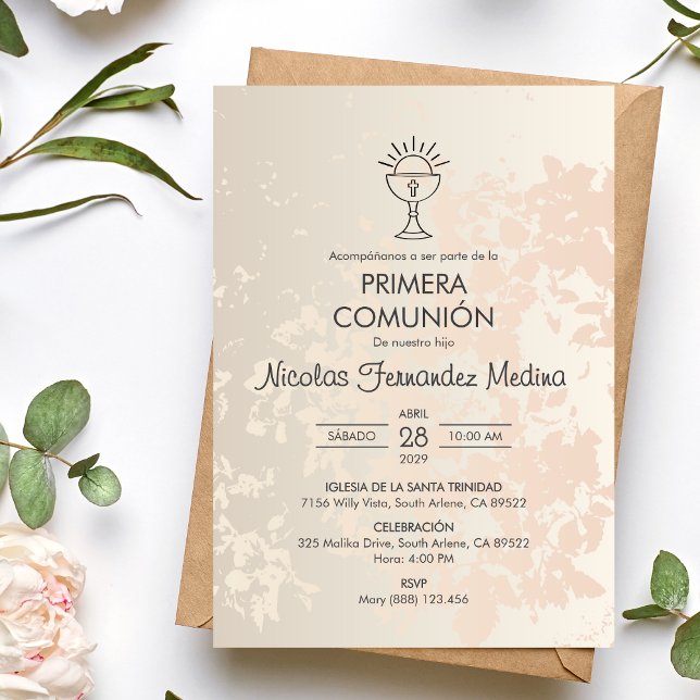 Invitation Première communion catholique espagnole Primera (Créateur téléchargé)