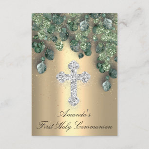 Invitation Première Communion chrétienne Événement Croix Or