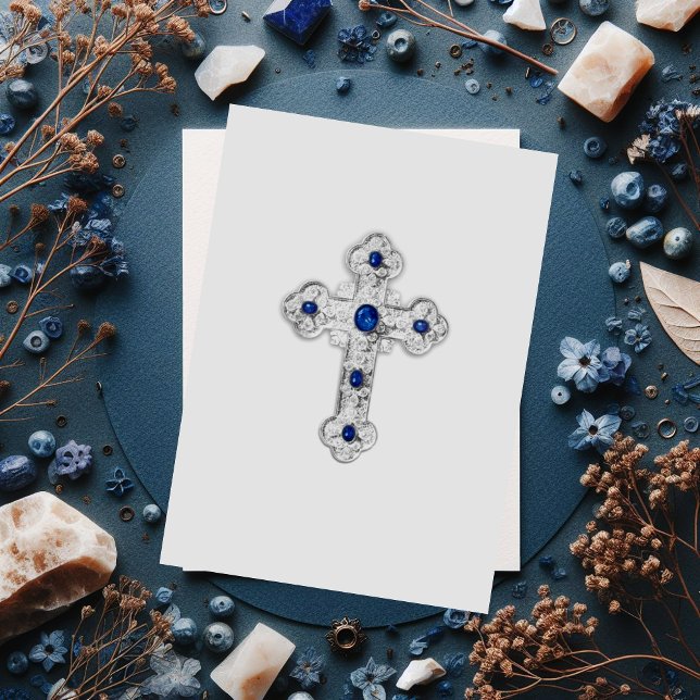 Invitation Première communion Croix d'argent ornée (Créateur téléchargé)