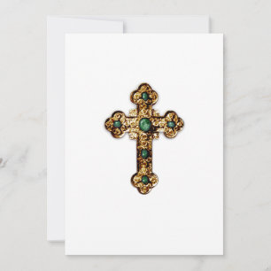 Invitation Première communion Croix d'or Ornate