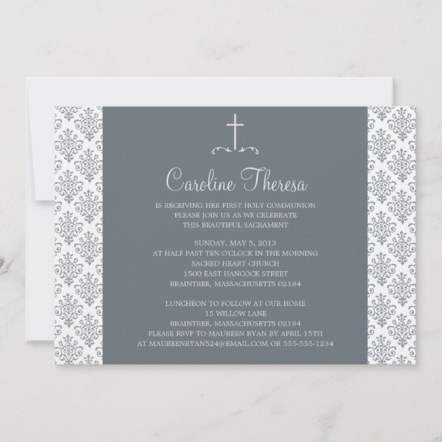 Invitation Première communion de Damask (Devant)