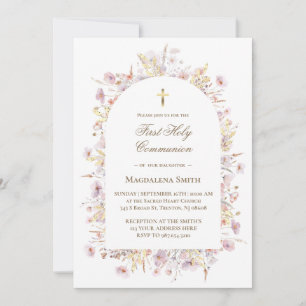 Invitation première communion de fleurs sauvages