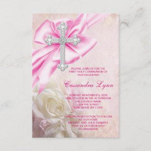 Invitation Première communion de la Croix de rose