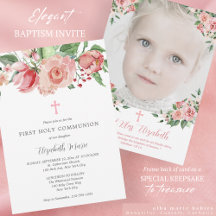 Première communion de photo rose florale pour fill