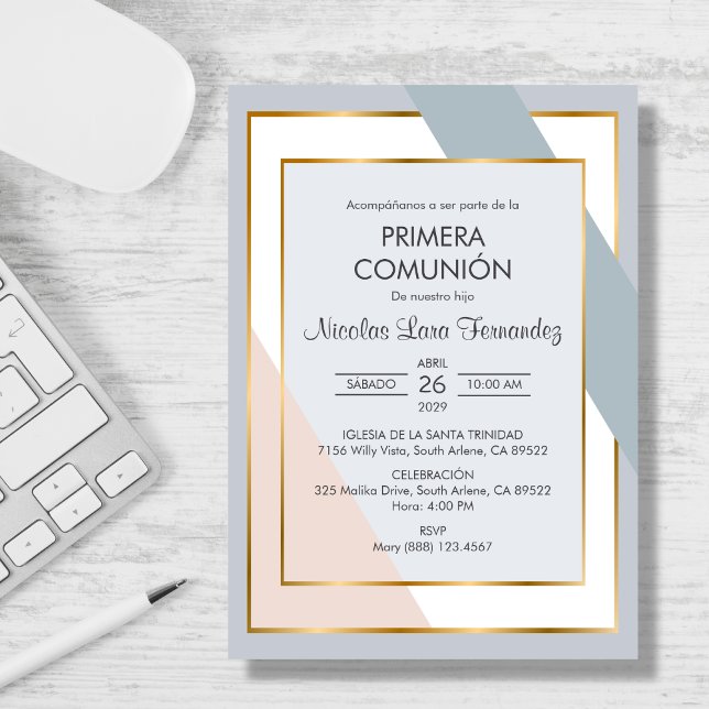 Invitation Première Communion de Primera Élégante et belle pr (Créateur téléchargé)