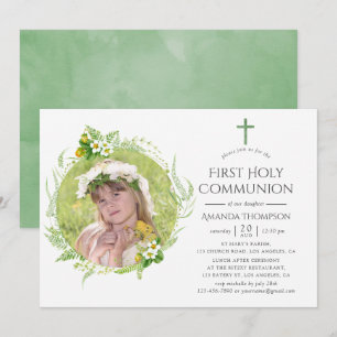 Invitation Première communion de verdure de campagne