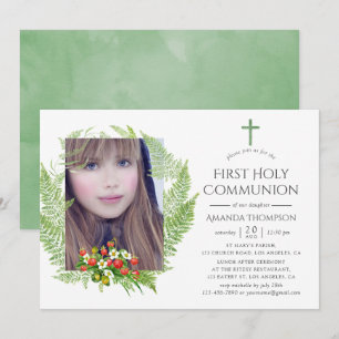 Invitation Première communion de verdure de campagne