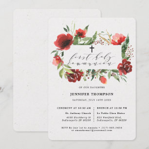 Invitation Première communion des Eucalyptus de Bourgogne rou