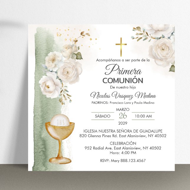 Invitation Première communion des fleurs de la communauté de  (Créateur téléchargé)