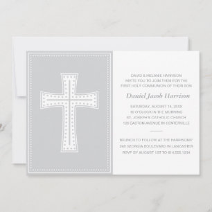 Invitation Première communion des garçons gris