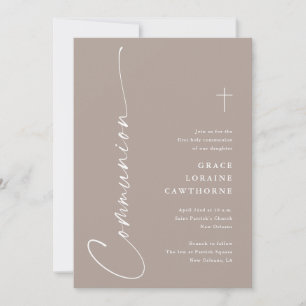 Invitation Première communion élégante moderne et neutre en é