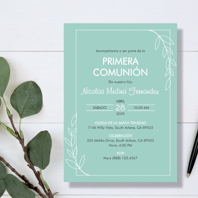 Invitation Première communion espagnole minimaliste (Créateur téléchargé)