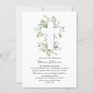 Invitation Première communion Eucalyptus - Christening L012 I