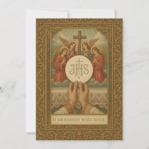 Invitation Première communion eucharistique antique prêtre me
