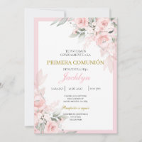 Première communion florale rose pâle