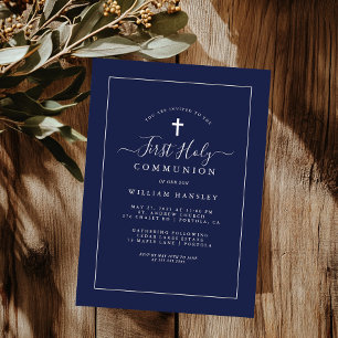 Invitation Première communion garçons marine