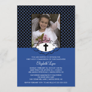 Invitation Première communion Inviation de pois moderne
