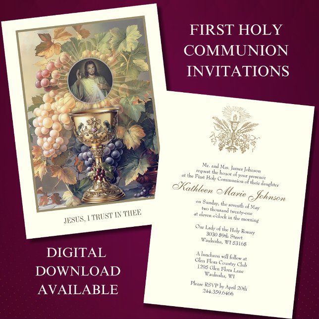 Invitation Première communion Jésus Divine Miscy Chalice Hôte (Créateur téléchargé)