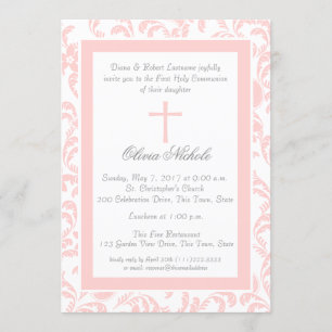 Invitation Première communion Paisley Rose Doux