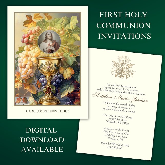 Invitation Première communion Sacré Coeur Jésus Chalice Hôte (Créateur téléchargé)