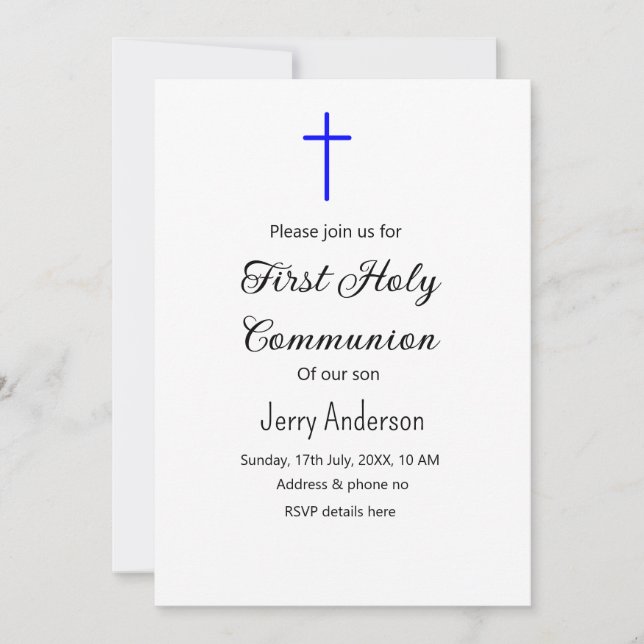 Invitation Première communion sacrée catholique simple QR min (Devant)
