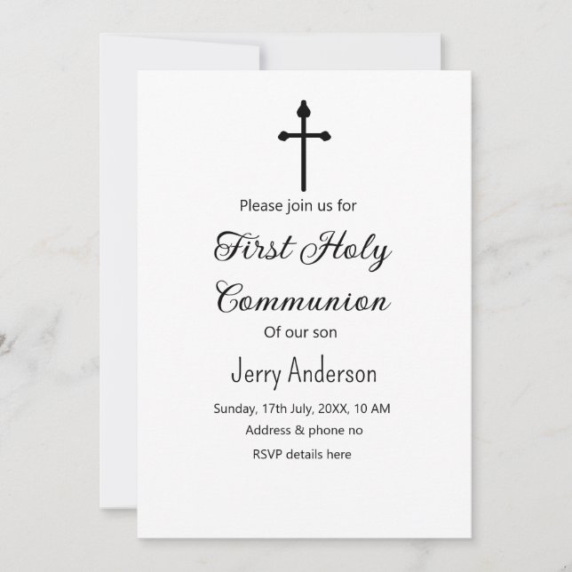 Invitation Première communion sacrée catholique simple QR min (Devant)