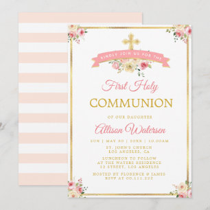 Invitation Première communion sacrée de la floraison de l'aqu