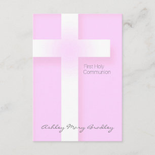 Invitation Première communion sacrée moderne en rose