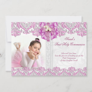 Invitation Première Communion Sainte 1ère Filles Lilac Pink P