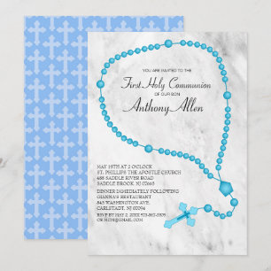 Invitation Première communion sainte des perles de Rosaire bl