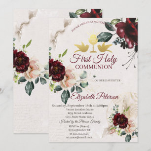 Invitation Première communion sainte des Roses de Bourgogne
