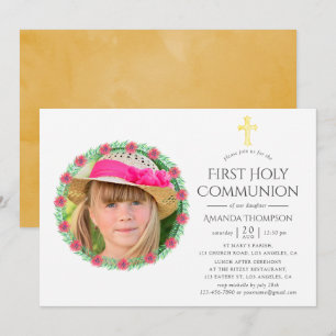 Invitation Première communion sainte d'été tropicale