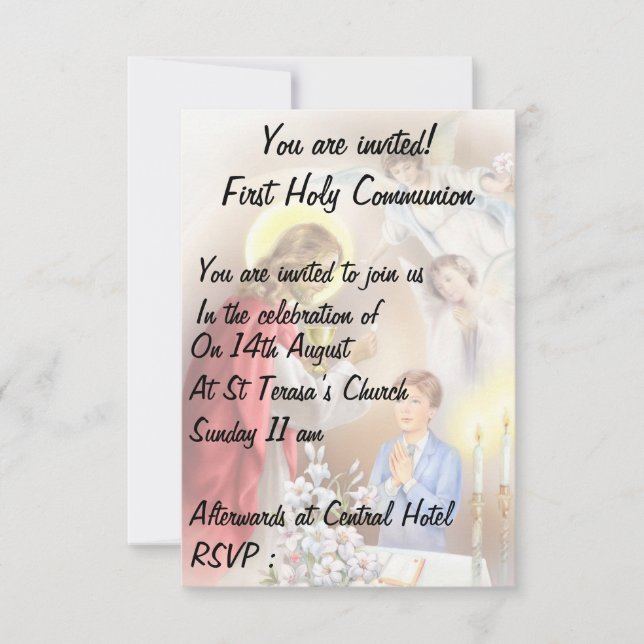 Invitation Première communion sainte, garçon de confirmation (Devant)