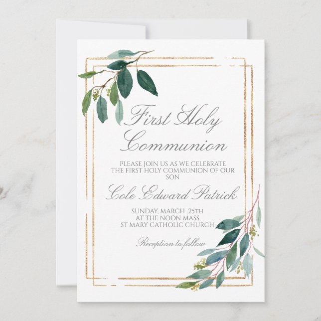 Invitation Première communion verdoyante (Devant)