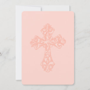 Invitation Première Communion Watercolor Cross Pea