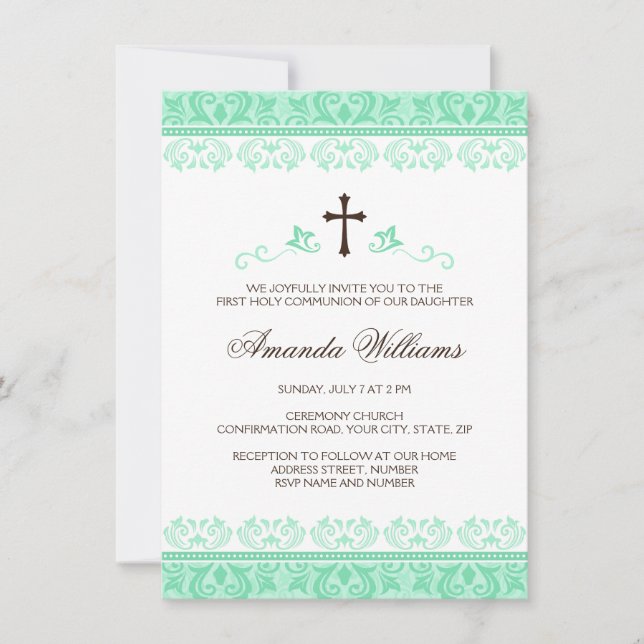 Invitation Première confirmation de communion de filles (Devant)