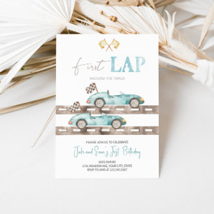 Invitation Première course voiture jumeaux Anniversaire Invit